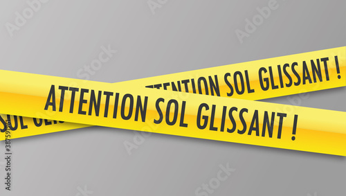 Logo attention sol glissant.