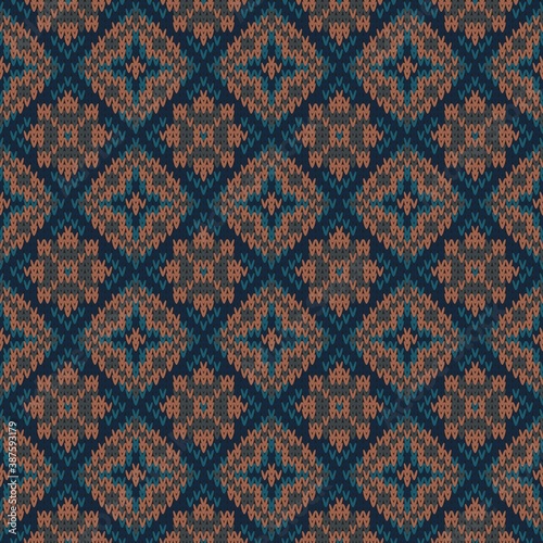 knitted seamless multicolored pattern with rhombus