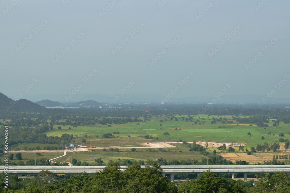 landscape of under construction of motorway at upcountry in Thailand