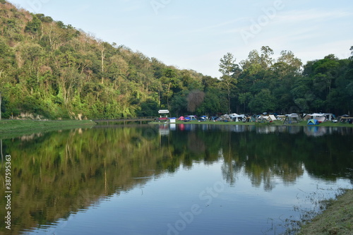 Khao Ruak reservoir camping point for traveler at Sam Lan waterfall in Thailand