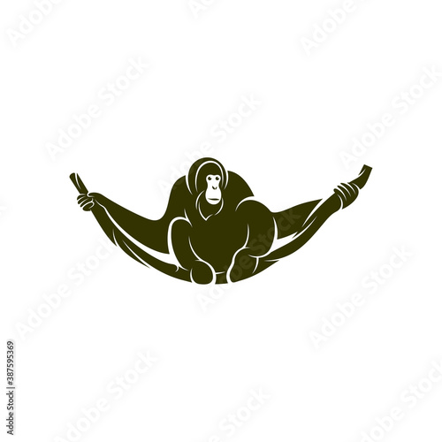 Orangutan logo design vector template, Illustration design Orangutan Monkey, Symbol Icon