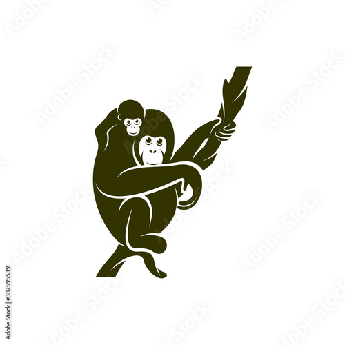 Orangutan logo design vector template, Illustration design Orangutan Monkey, Symbol Icon