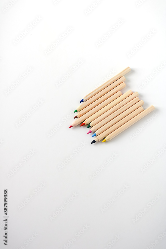 Color pencils isolated on white background with copy space Color pencils isolated on white background with copy space