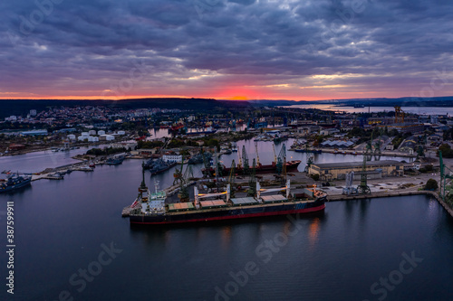 Aerial view over port Varna