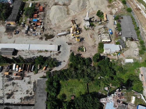 industrial zone from a height in summer