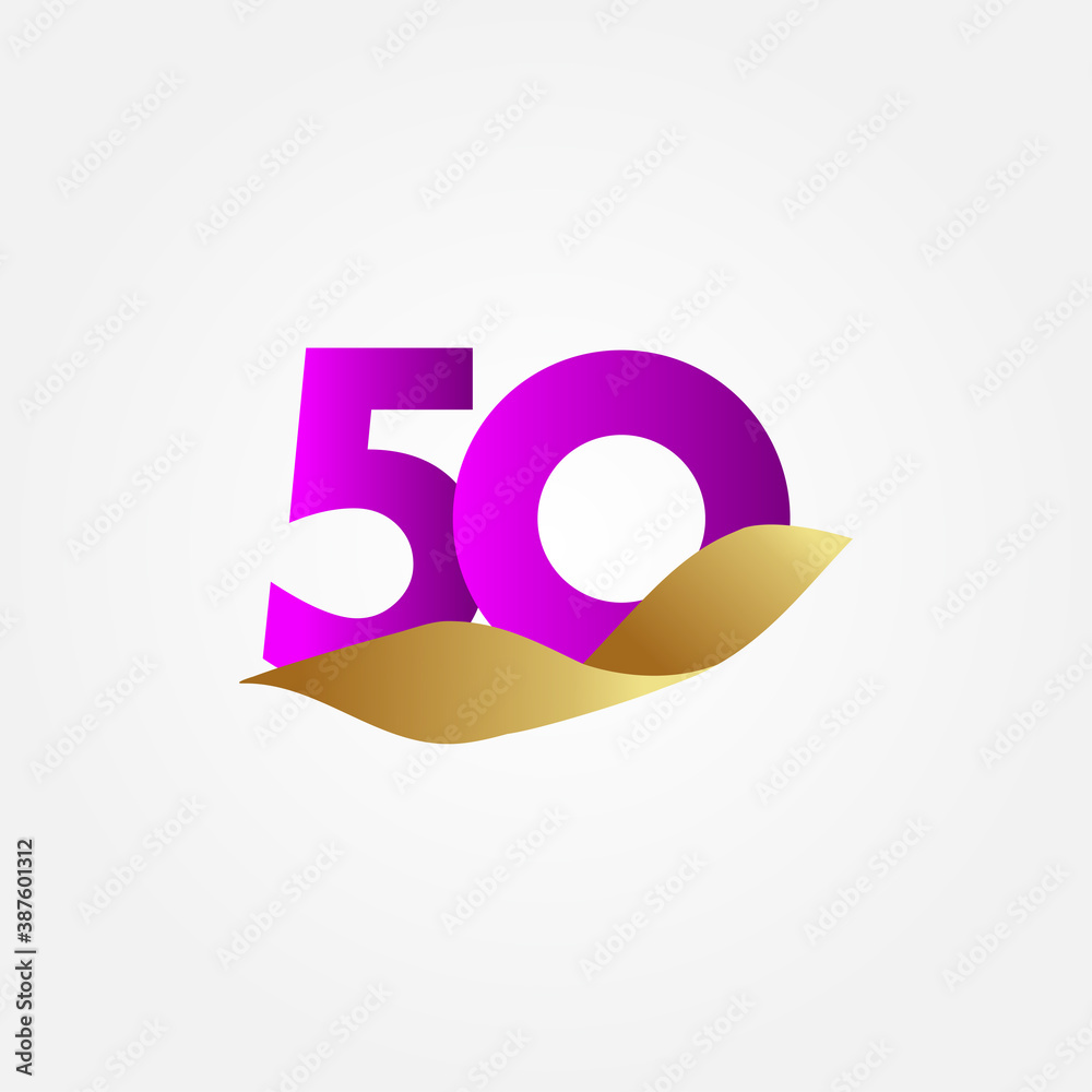 Fototapeta premium 50 Years Anniversary Purple Celebration Vector Template Design Illustration