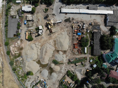 industrial zone from a height in summer