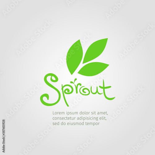 Abstract vector sprout logo design template with original hand lettering.