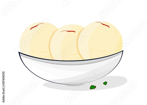 Rasgulla Bengali indian Sweet Dish Food Vector