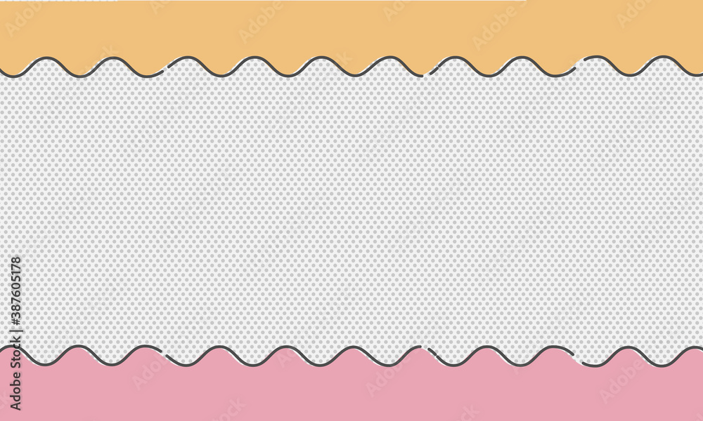 Abstract yellow and pink wave line on gray polka dot background. Abstract yellow and pink wave line on gray polka dot background.