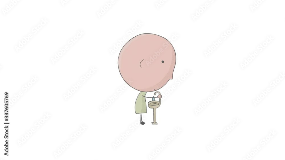 Hand drawn loop animation. Boy washing hands Hand drawn loop animation. Boy washing hands