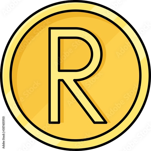 South African rand coin, official currency of South Africa