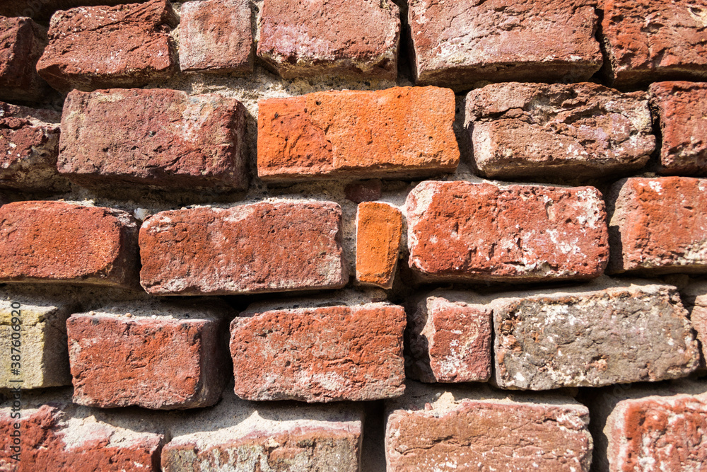 Fototapeta premium Old brick wall of a building, background, texture, pattern.