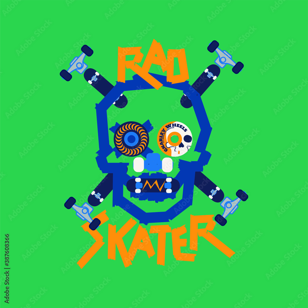 rad skater skull vector illustration rad skater skull vector illustration