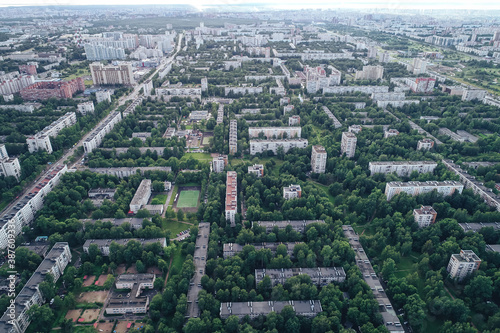 Aerial Townscape of Saint Petersburg City. Kalininsky District © K-VV