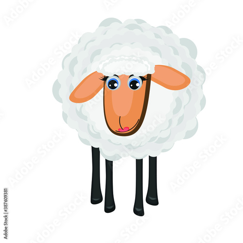 cartoon funny sheep isolated on white background