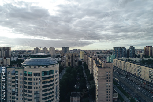 Aerial Townscape of Saint Petersburg City. Kalininsky District