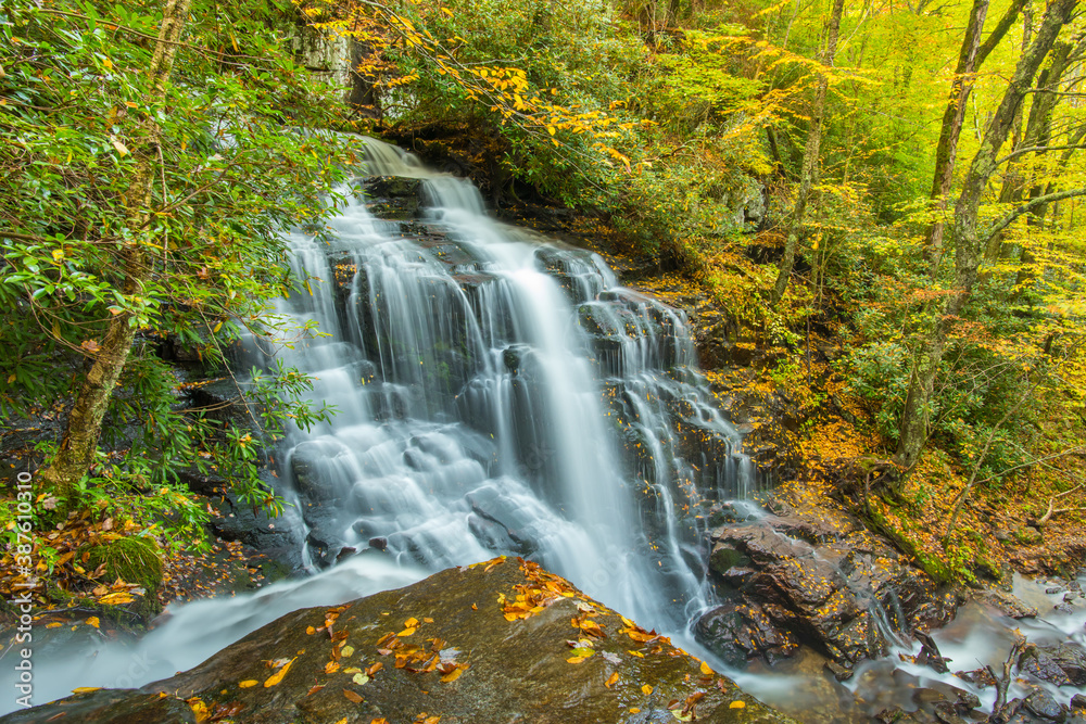 Autumn at Soco Falls in North Carolina