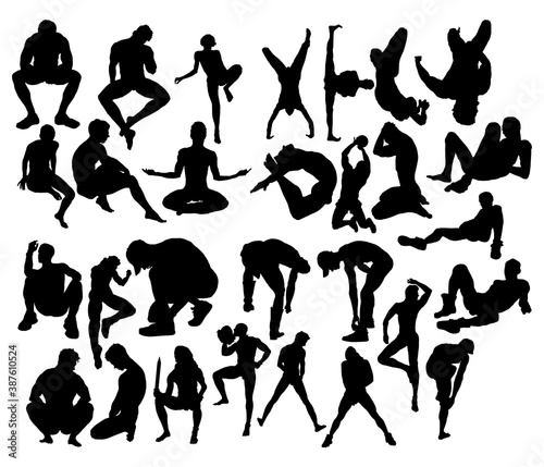 Naked men black silhouettes. Big set 2