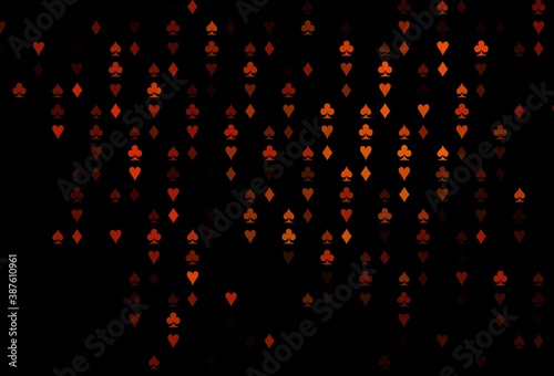 Dark Orange vector background with cards signs.