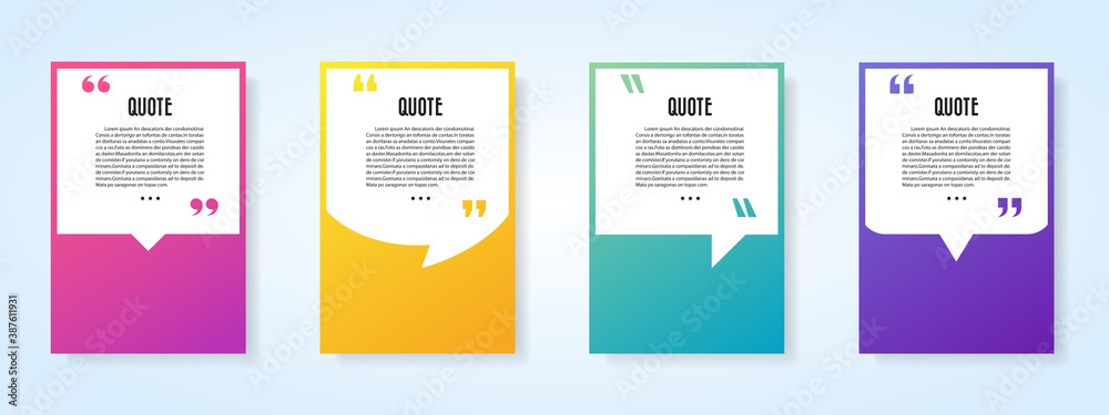 Quote speech bubble blank templates set.