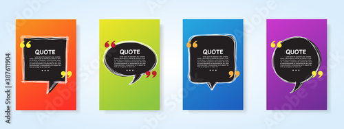 Quote speech bubble blank templates set.
