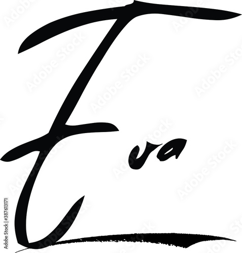 Eva-Female/Girl Name Modern Brush Calligraphy Cursive Text on White Background Fototapet