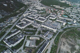 Aerial Townscape of Kirovsk Town located in Northwestern Russia on the Kola Peninsula