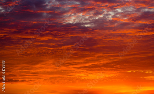 Orange clouds in the sunset sky