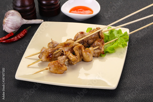 Chicken skin skewer