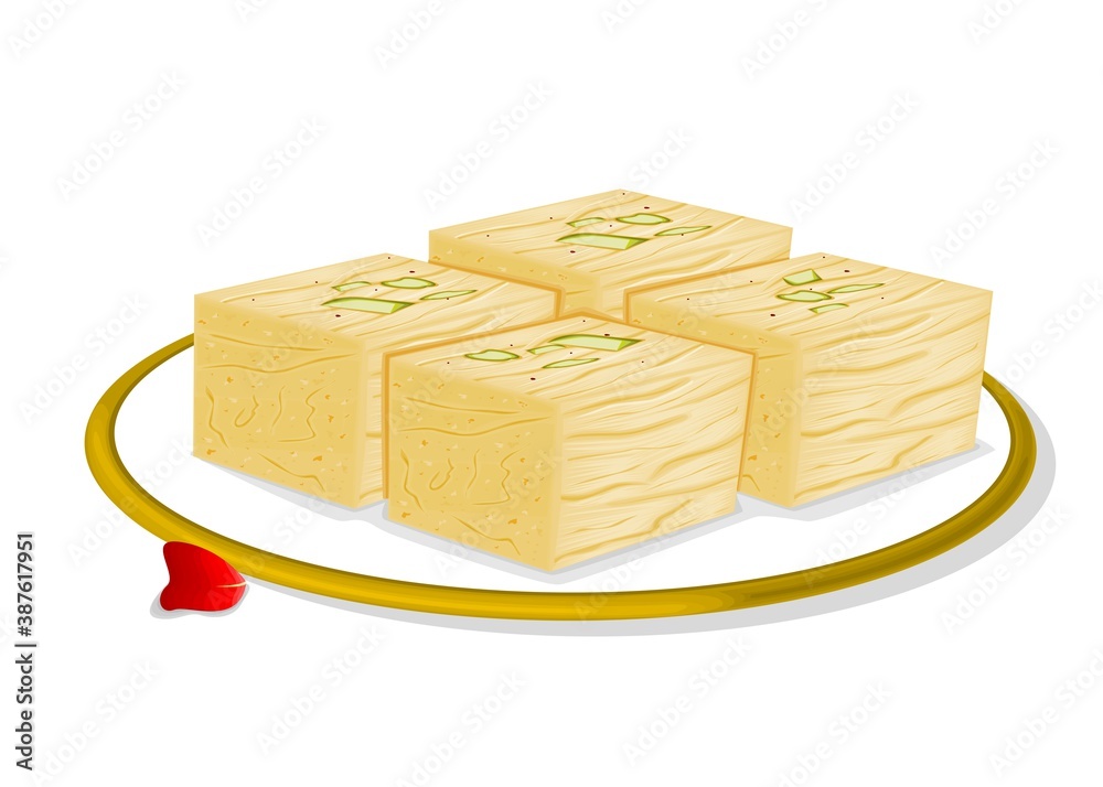 Soan Papdi Indian Sweets or Mithai Food Vector Stock Vector | Adobe Stock