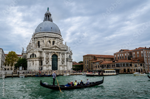 Close up of the Basilica of St Mary of Health or Basilica di Santa Maria della Salute at grand canal in Venice, Italy © THANAN
