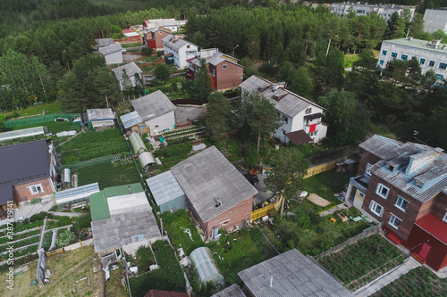 Aerial Townscape of Luvenga Town located in Kandalaksha Area in Northwestern Russia on the Kola Peninsula