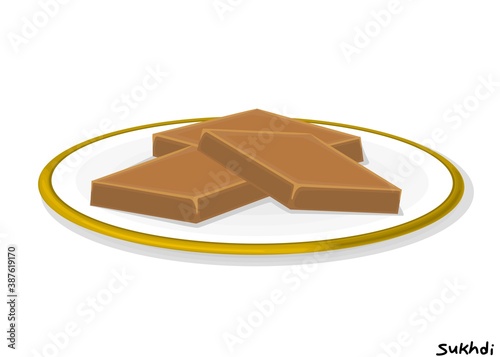 Sukhdi indian Sweet Dish Food Vector