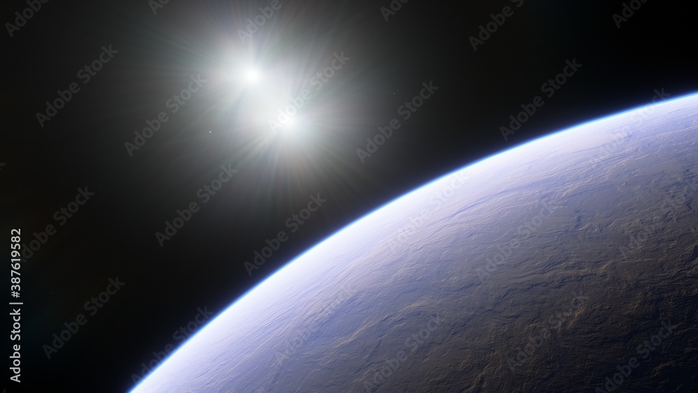 super-earth planet, realistic exoplanet, planet suitable for colonization, earth-like planet in far space, planets background 3d render super-earth planet, realistic exoplanet, planet suitable for colonization, earth-like planet in far space, planets background 3d render