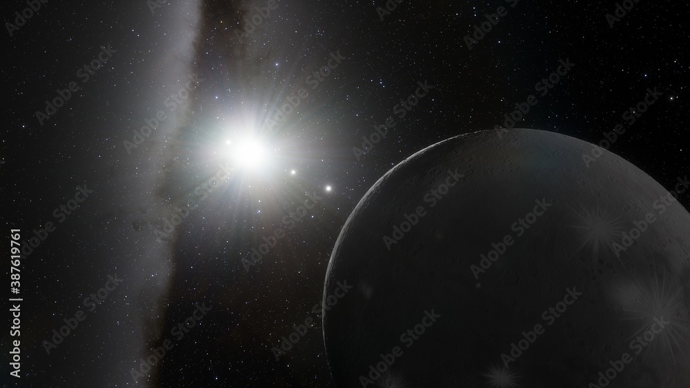 Naklejka premium super-earth planet, realistic exoplanet, planet suitable for colonization, earth-like planet in far space, planets background 3d render