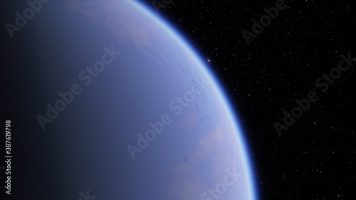 super-earth planet  realistic exoplanet  planet suitable for colonization  earth-like planet in far space  planets background 3d render
