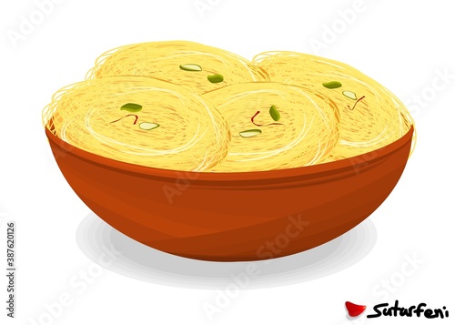 SutarFeni indian Sweet Dish Food Vector