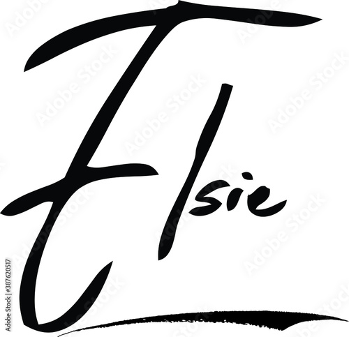 Elsie-Female Name Modern Brush Calligraphy Cursive Text on White Background photo