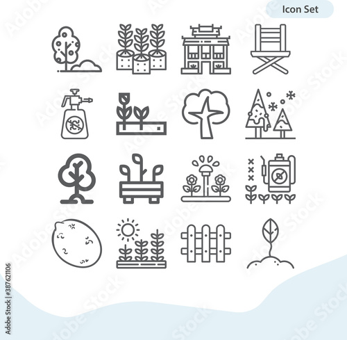 Simple set of eden related lineal icons.