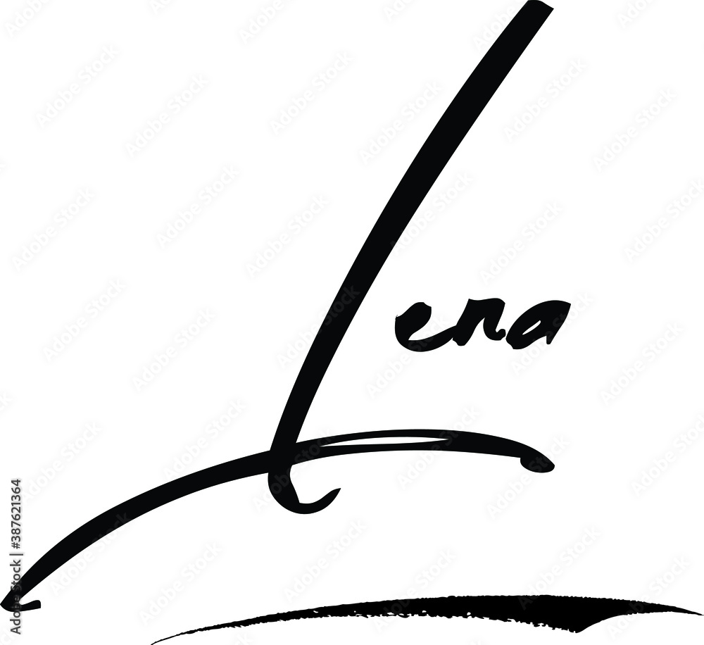 Lena-Female Name Modern Brush Calligraphy Cursive Text on White Background