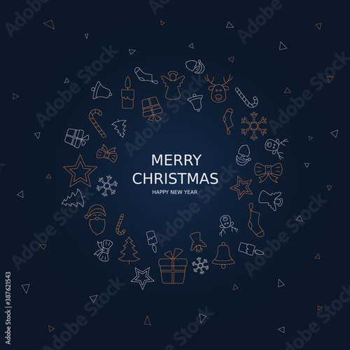 Greeting card Merry Christmas and Happy New Year.