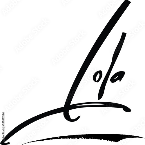 Lola-Female Name Modern Brush Calligraphy Cursive Text on White Background