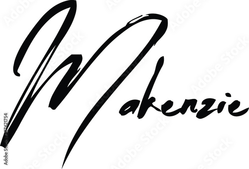 Makenzie-Female Name Modern Brush Calligraphy Cursive Text on White Background photo