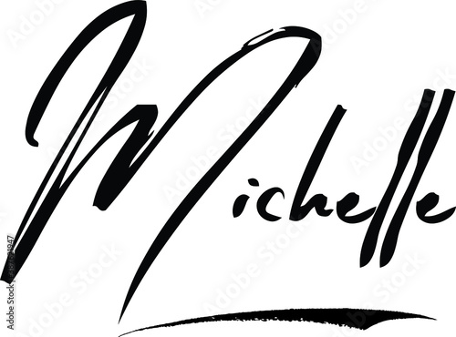 Michelle-Female Name Modern Brush Calligraphy Cursive Text on White Background