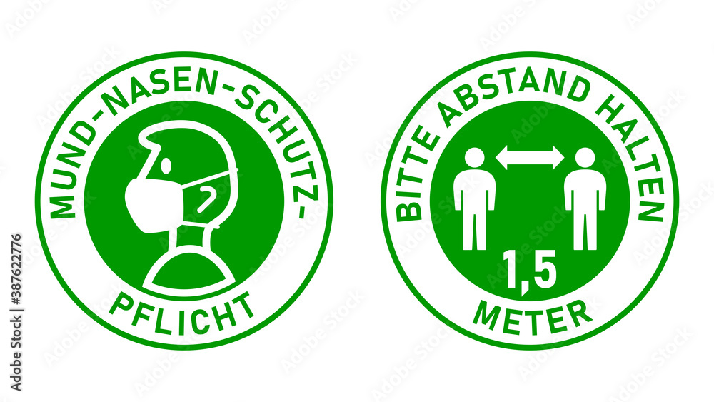 Set of Round Sticker Signs in German Set of Round Sticker Signs in German