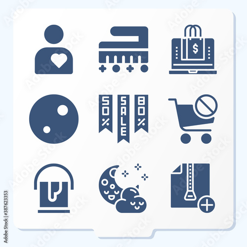 Simple set of 9 icons related to full