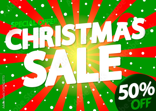 Wallpaper Mural Christmas Sale 50% off, poster design template, special offer, vector illustration Torontodigital.ca