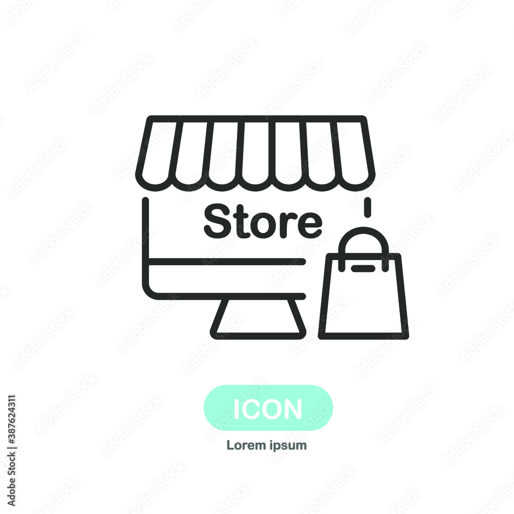 Online store, web store icon vector isolated on white background. Online store, web store icon vector isolated on white background.