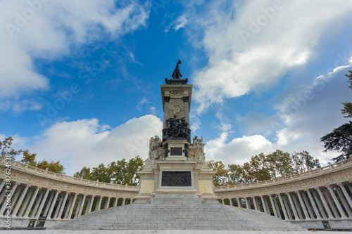 Monument of Alfonso XII in the Retiro Park in Madrid